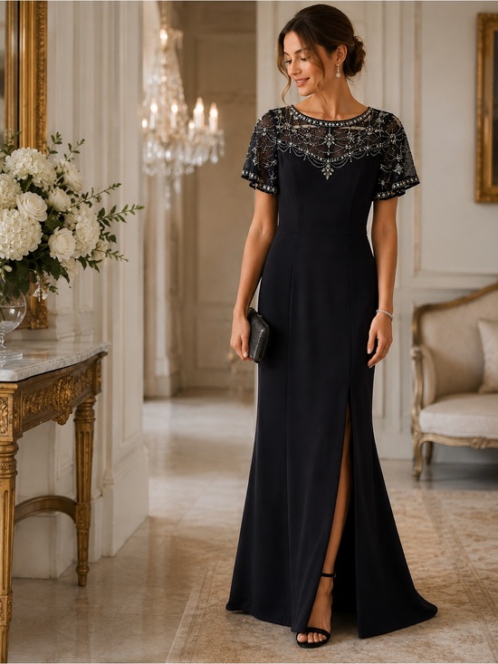 Aidan Mattox Dresses & Skirts - Navy Blue Aidan Mattox Beaded Gown Size 2